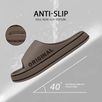 Feslishoet Women Letter Slippers Beach Slides Solid Color Mens Thick Sole Indoor Bathroom anti Slip Shoes Summer Couple Sandals