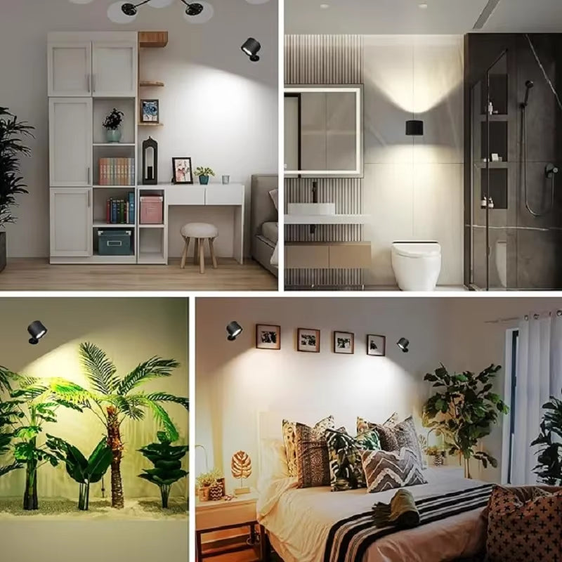 GlowFlex Touch Wall Lamp – Dual Head LED Light with Remote, 360° Rotation & USB Rechargeable Design